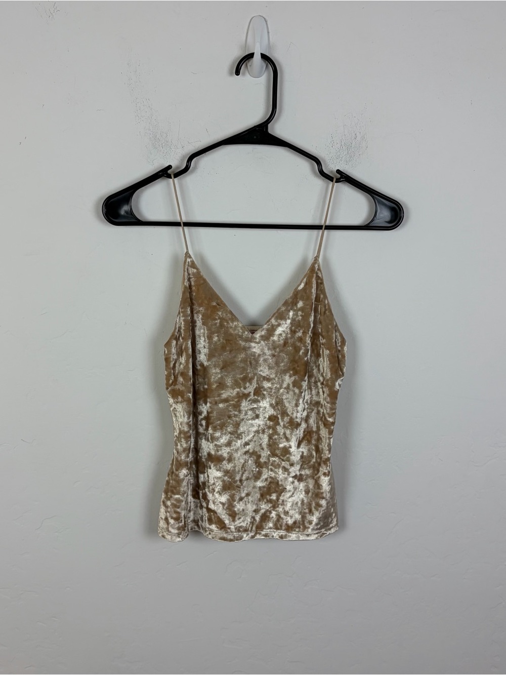 Alice + Olivia Crushed Velvet Tank Top in Tan